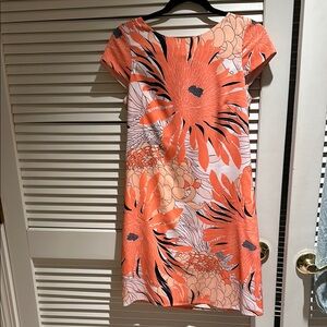 Vince Camuto Orange Black Flutter Sleeve Sheath Dress